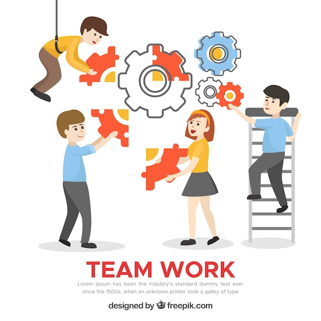 Teamwork concept with flat design