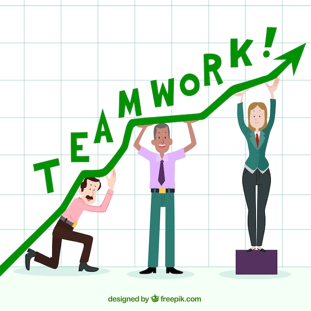 Teamwork concept with green arrow Vector | Free Download