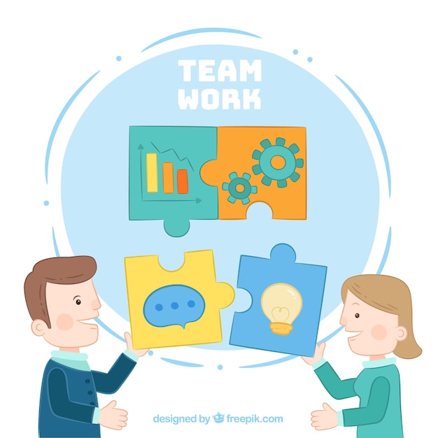 Teamwork concept with jigsaw pieces