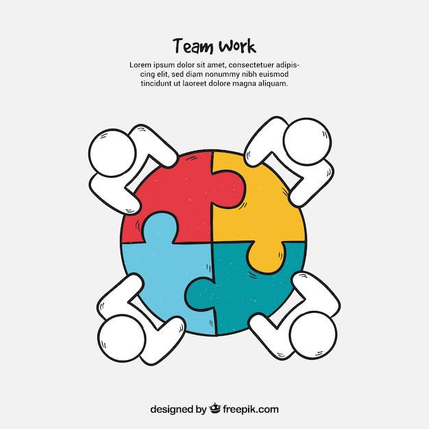 Teamwork concept with jigsaw puzzle