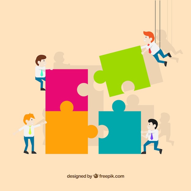 Teamwork concept with jigsaw