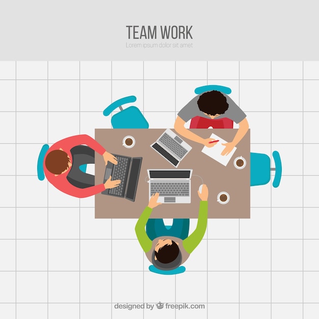 Teamwork concept with young workers