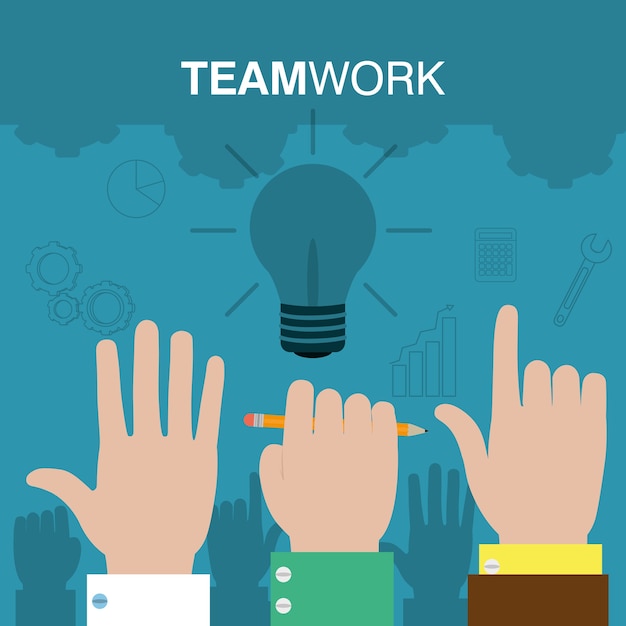 Premium Vector | Teamwork hands working together vector illustration ...