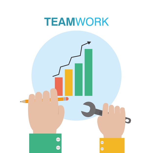 Premium Vector | Teamwork hands working together vector illustration