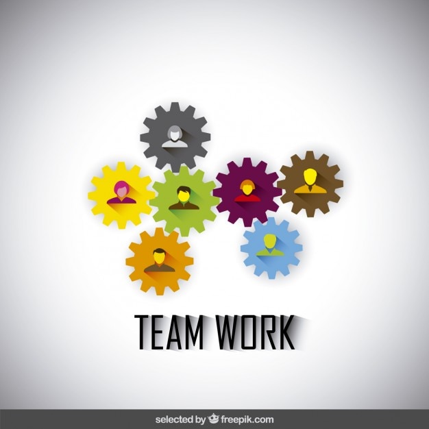 Teamwork illustration made with gears and
avatars