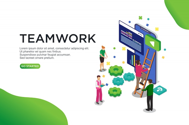 Premium Vector | Teamwork Isometric Vector Illustration Concept