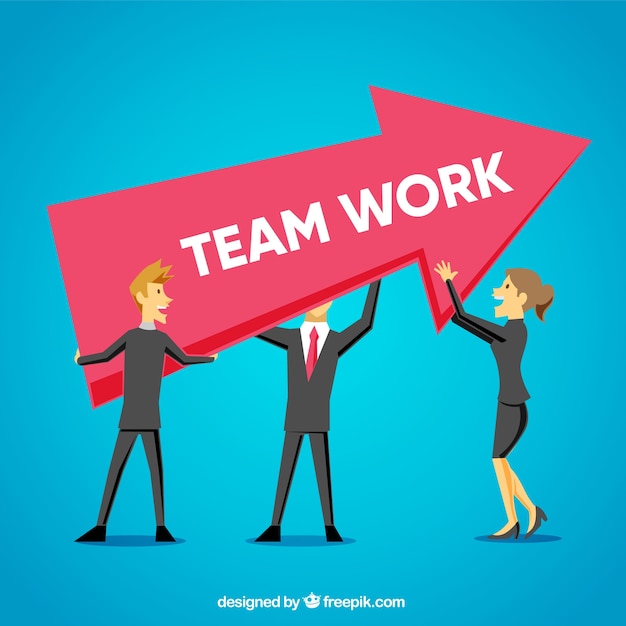 Free Vector | Teamwork with businessmen and arrow