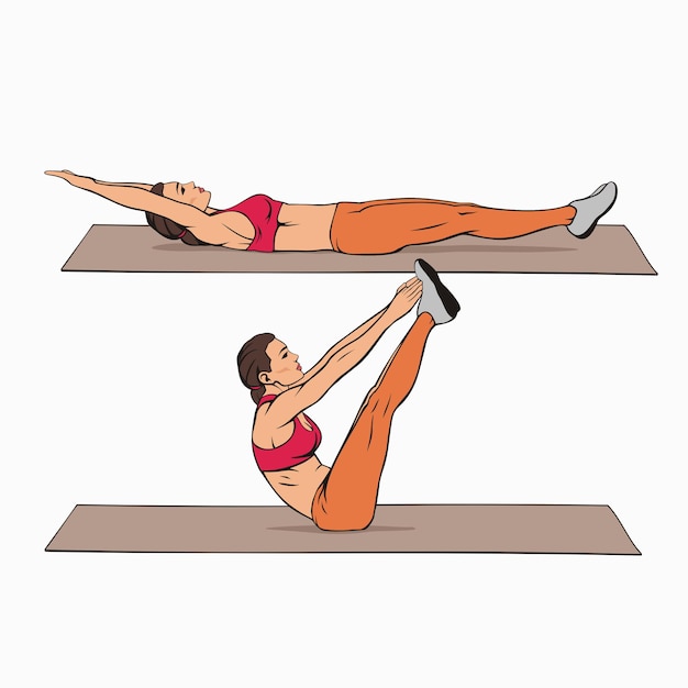 Premium Vector | Teaser exercice pilates abs training image