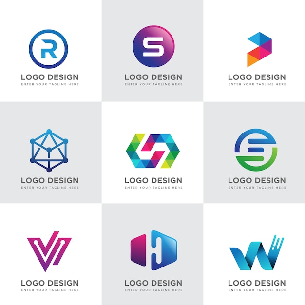 Tech logo design collections Premium Vector