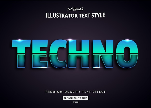  Techno  future 3d text  style effect Premium Vector