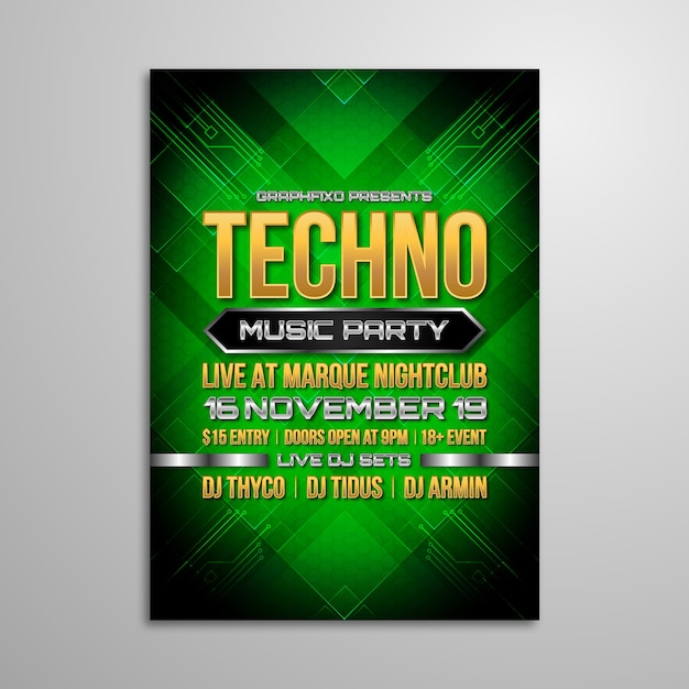 Premium Vector | Techno Music Festival Poster