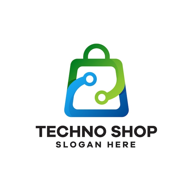 Premium Vector | Techno shop gradient logo design