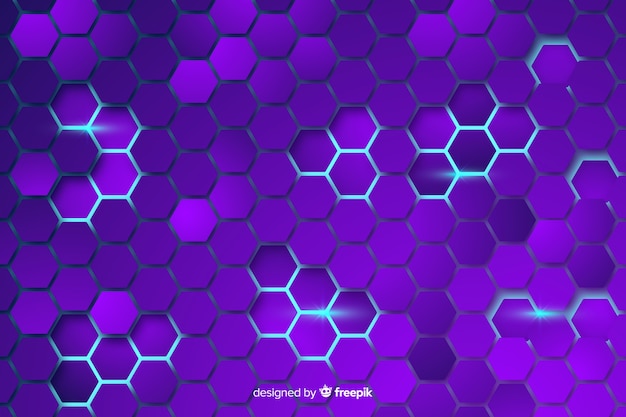 Premium Vector Technological Honeycomb Purple Background