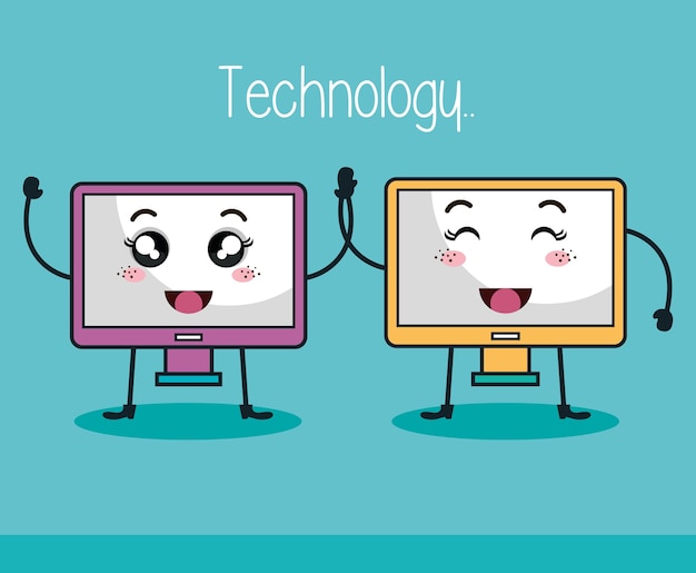 Premium Vector | Technology device character kawaii style vector ...