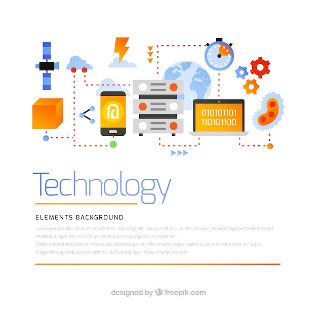 Free Vector | Technology Elements Background In Flat Style