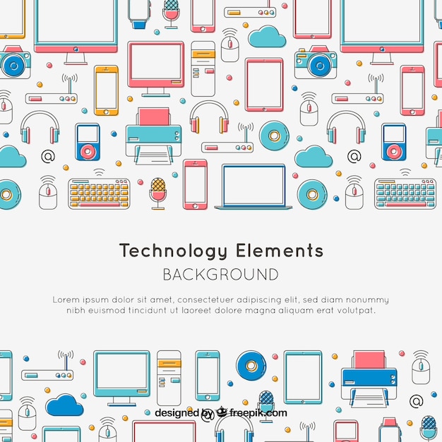 Technology elements background in flat
style