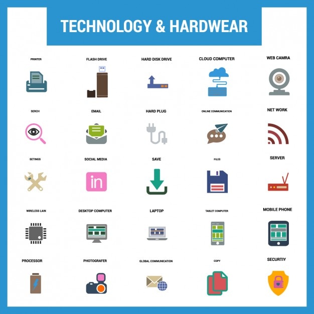 Technology Fat Icon Set