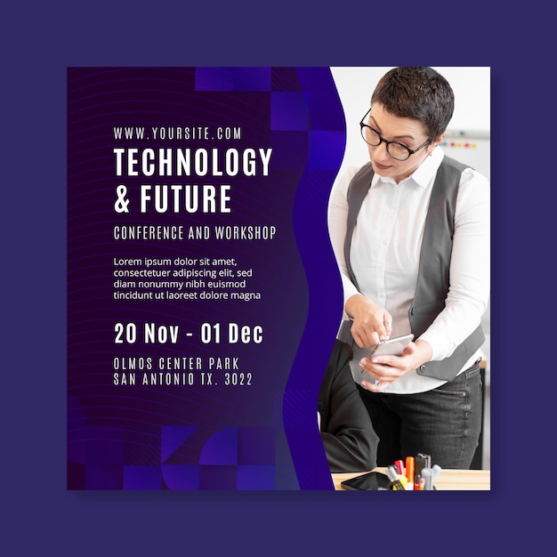 Premium Vector Technology And Future Business Square Flyer