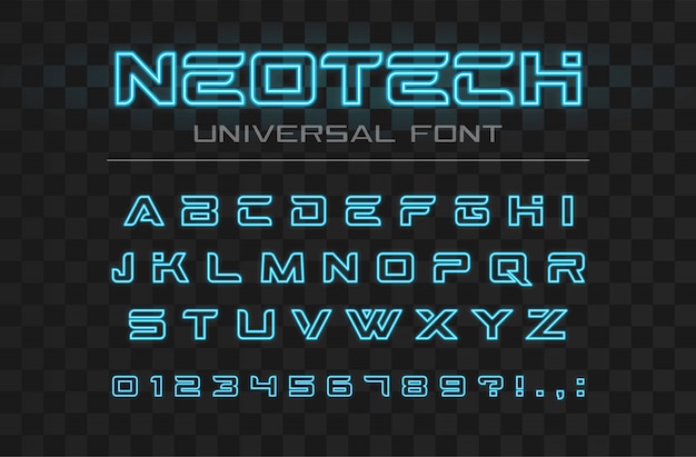 Technology glowing font. fast sport, futuristic, future ...