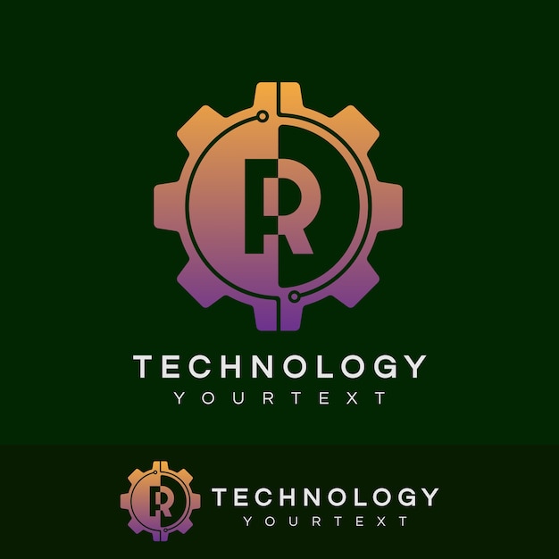 Technology initial letter r logo design Premium Vector