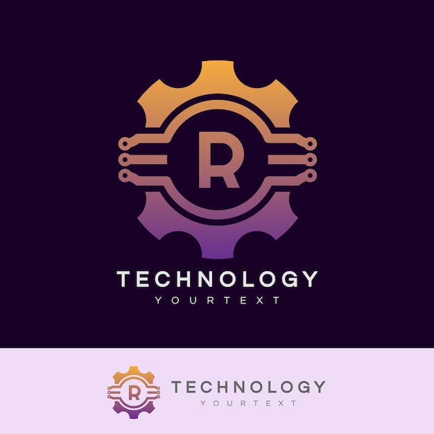 Technology initial letter r logo design Premium Vector