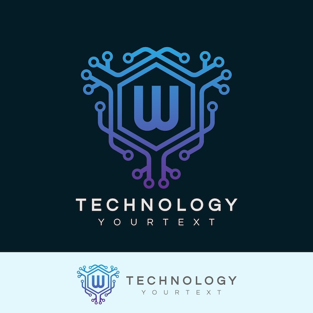 Technology initial letter w logo design Vector | Premium Download