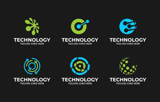 Premium Vector | Technology logo element set template