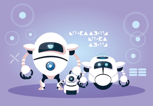 Premium Vector | Technology robot cartoon over purple