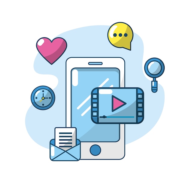 Technology smartphone apps connection server Premium Vector