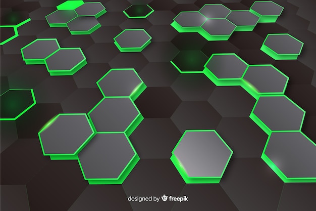 Technologycal hexagonal perspective background Free Vector
