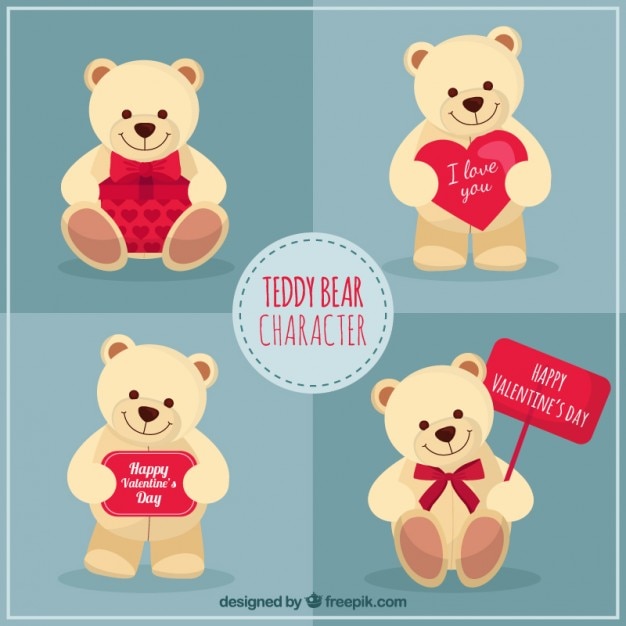 Download Free Vector | Teddy bear character valentine day