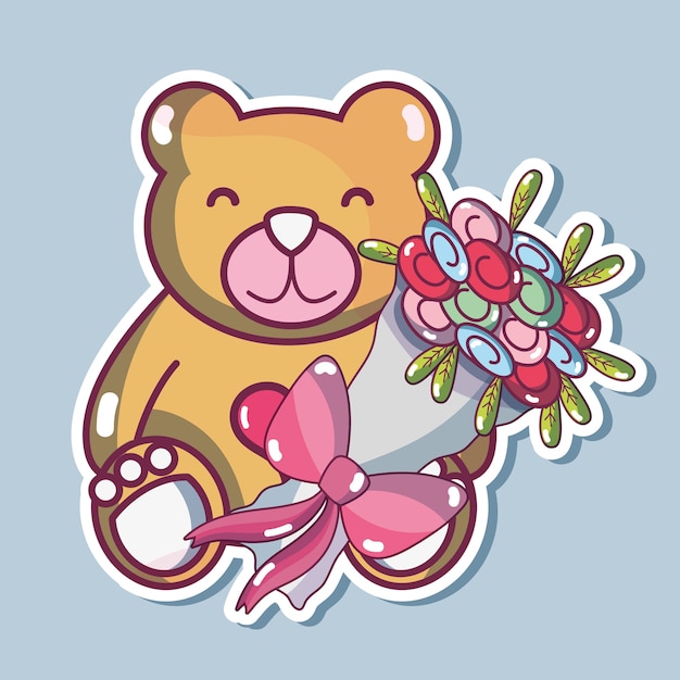 bouquet of flowers with teddy bear