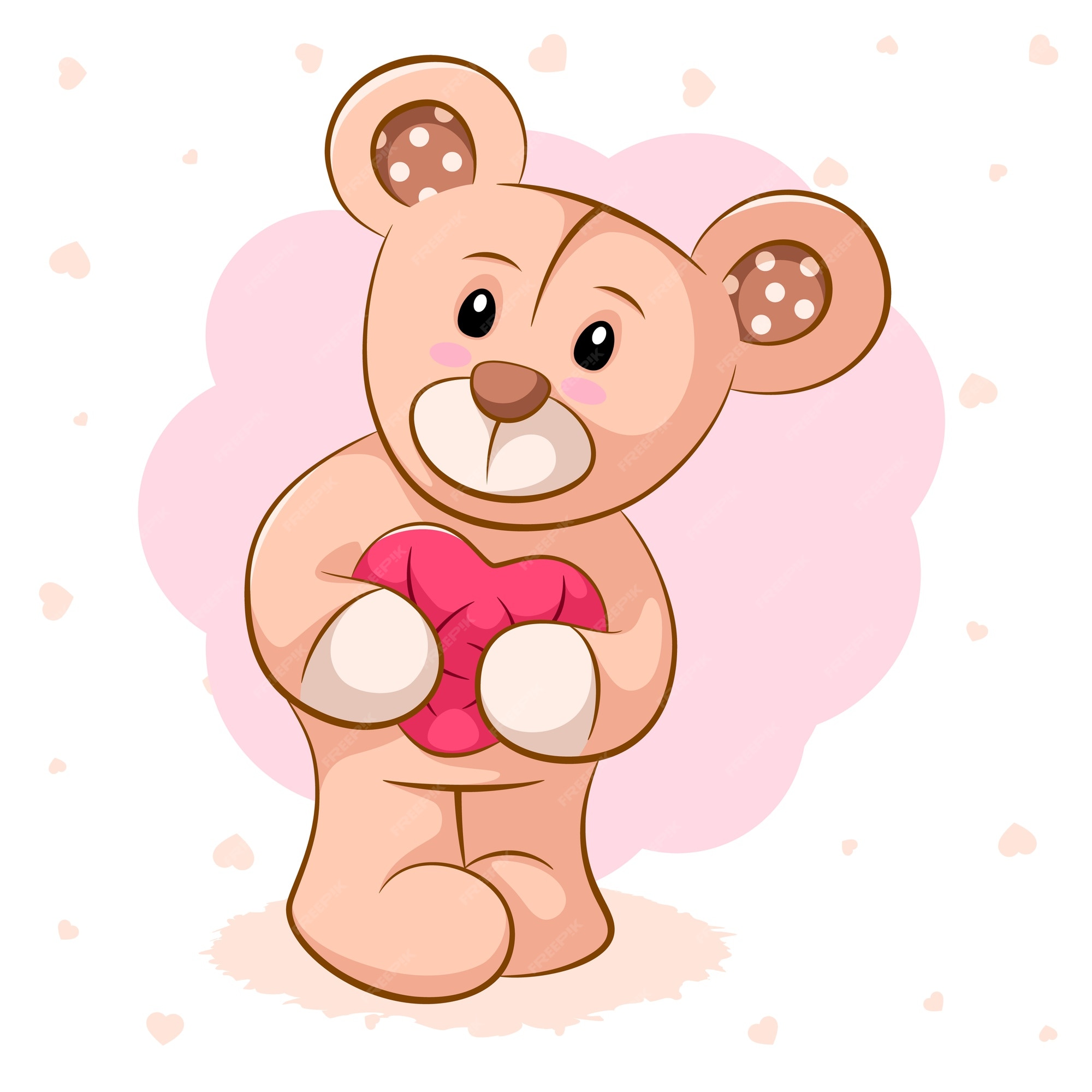 Premium Vector | Teddy bear with pink heart.