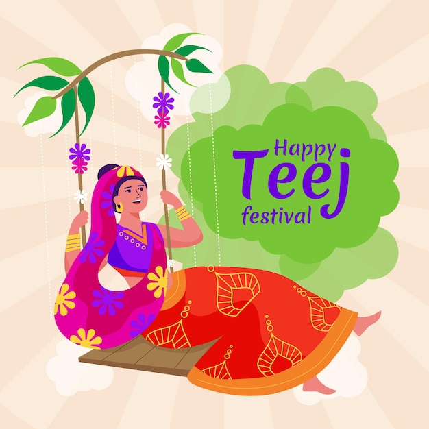 Premium Vector | Teej festival illustration