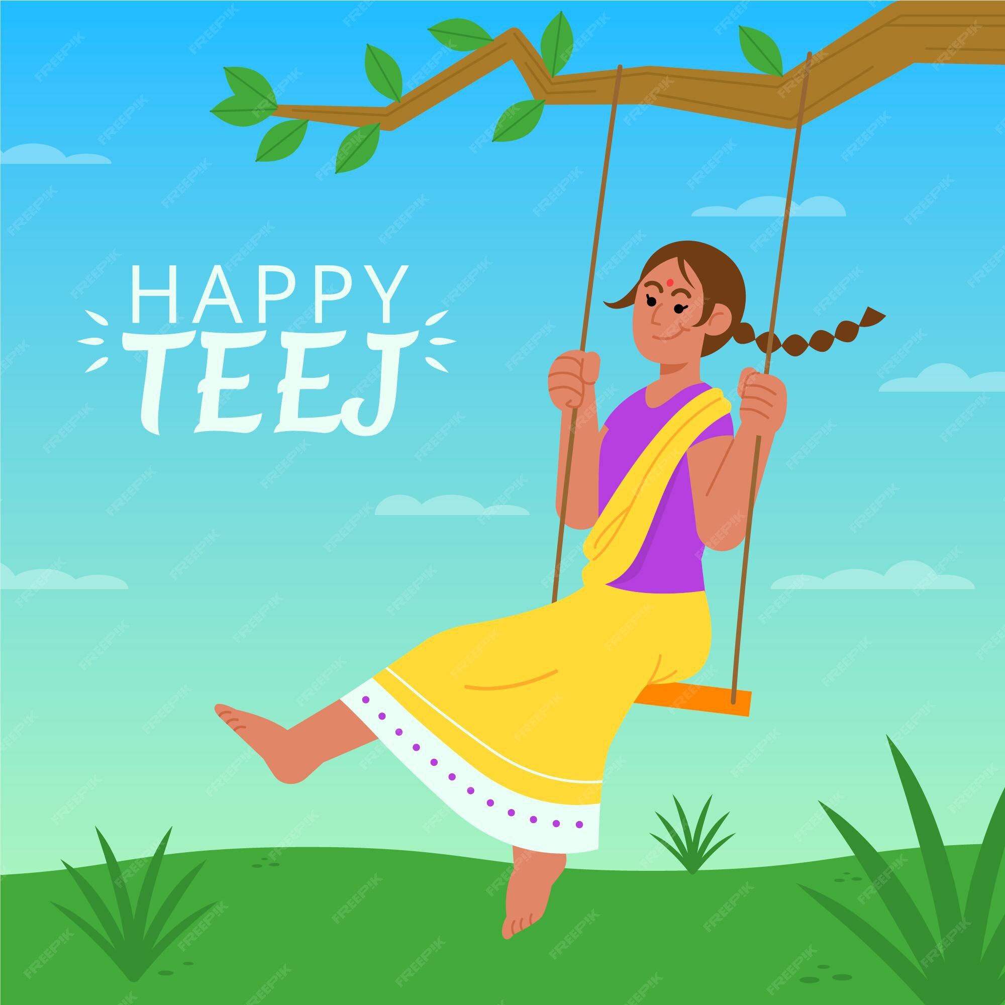 Free Vector | Teej festival illustration