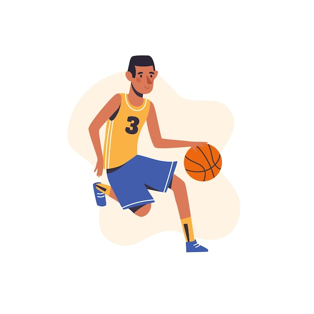 Premium Vector | Teen boy playing basketball