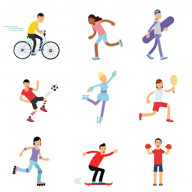 Premium Vector | Teen boys and girls engaging in different sports ...