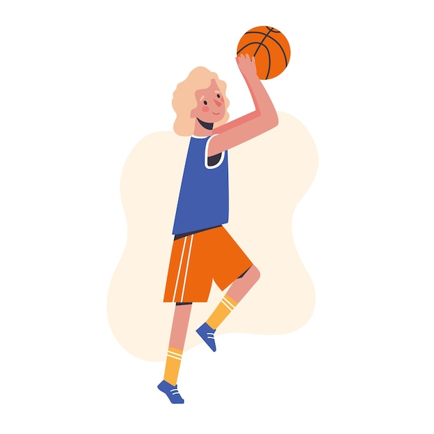 Premium Vector | Teenage girl throwing a basketball
