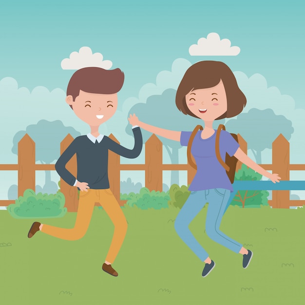 Free Vector | Teenager boy and girl cartoon