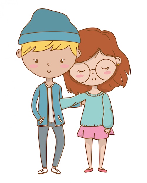 Free Vector Teenager Boy And Girl Of Cartoon