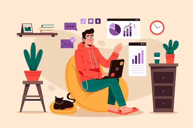 Telecommuting concept Free Vector