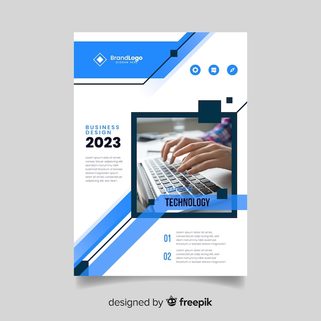 Template abstract business flyer with photo Vector | Free Download