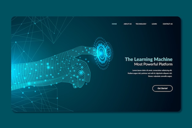 Template artificial intelligence landing page Free Vector