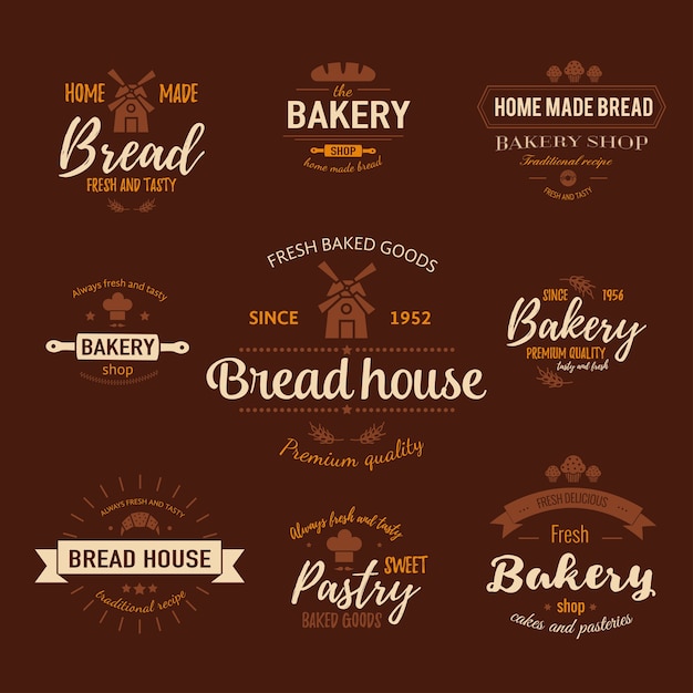 Premium Vector | Template of bakery logo and badges for fresh baked goods