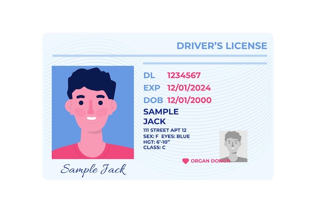 Premium Vector | Template of car driver license plastic card.