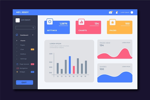 Free Vector | Template dashboard user panel