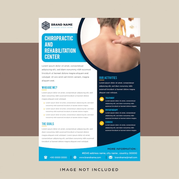 Premium Vector Template Design For Chiropractic And Rehabilitation Center Flyer With Vertical Layout Circle Space For Photo