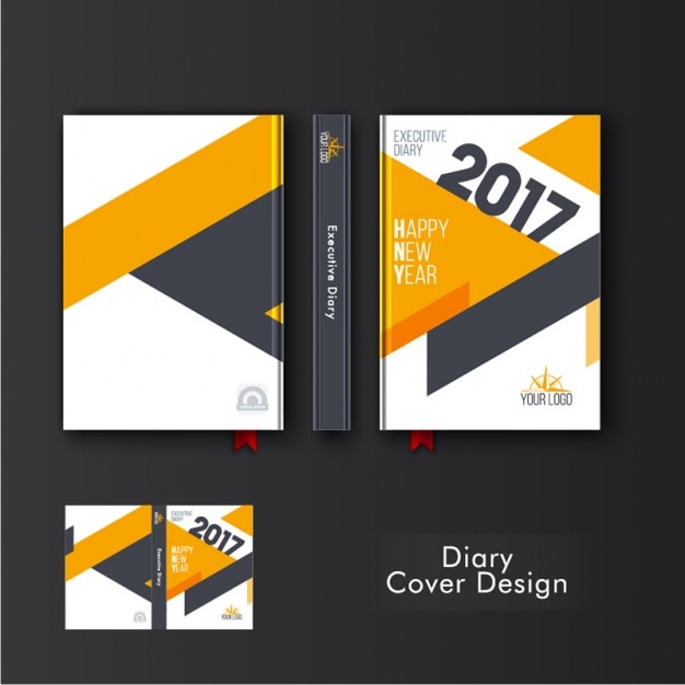 premium-vector-template-of-diary-cover-with-orange-geometric-shapes