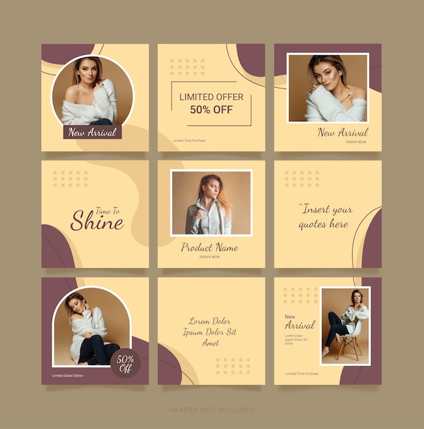 Premium Vector | Template fashion women puzzle instagram post