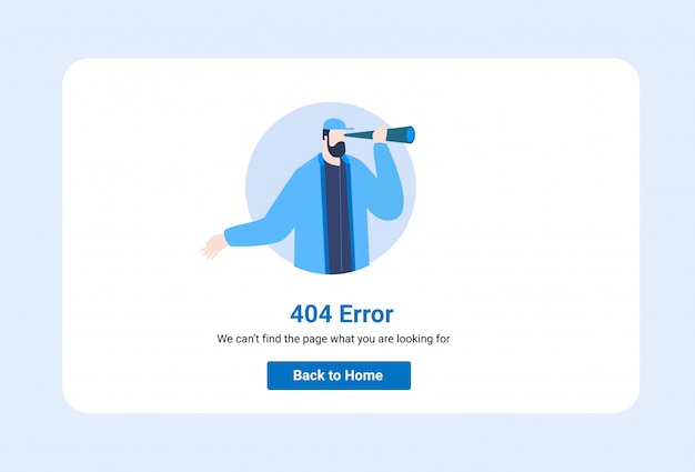 404イラストのエラーがあるwebページのテンプレート プレミアムベクター